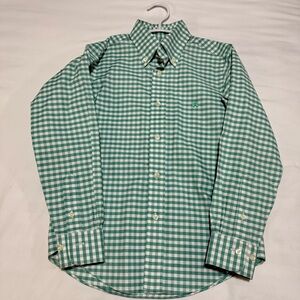 Brook Brothers Boys Green Checkered Button-Up Shirt in Size 8